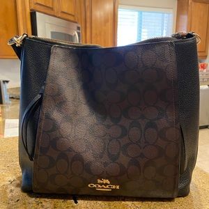 Coach Shoulder Bag Signature Canvas w Zippers